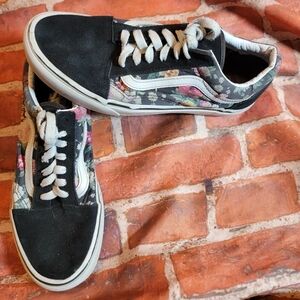 Vans Old Skool Vintage Floral Black Suede Sneakers - Women’s 7.5 Have Wear/holes